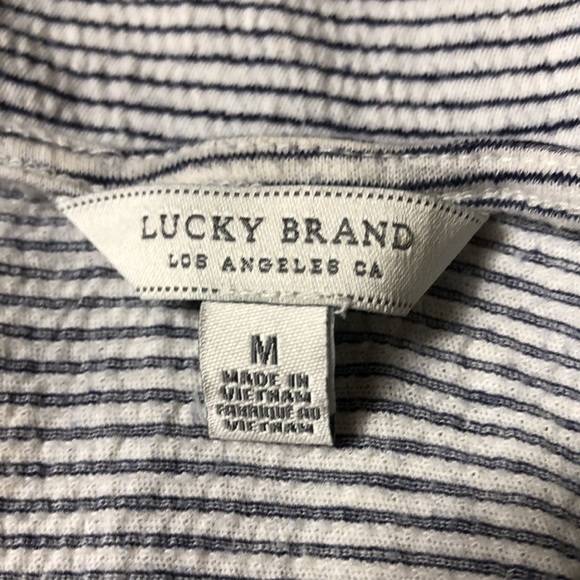 B5 - Lucky Brand Stripe Button Tie Front Shirt - Med - Picture 6 of 6